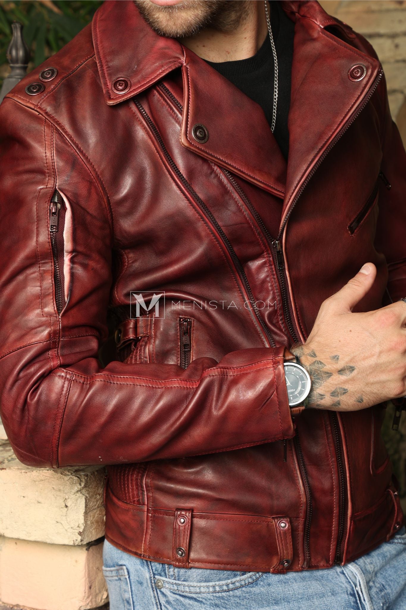 Cherry Red Leather Jacket for Men – Premium Quality, Stylish & Trendy Men's Outerwear
