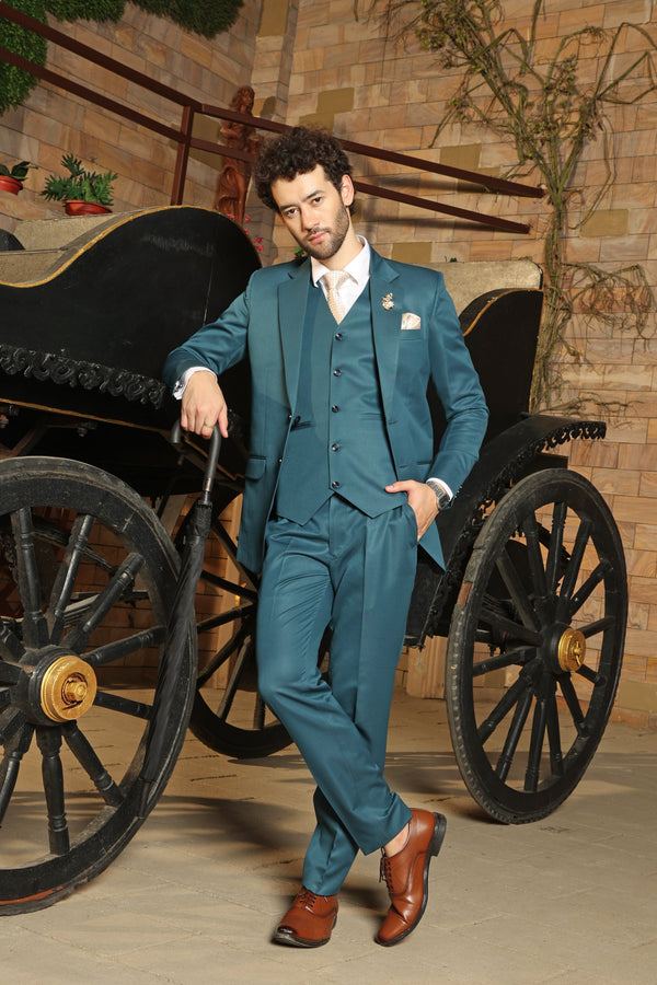 Arles Teal Blue 3PC Suit