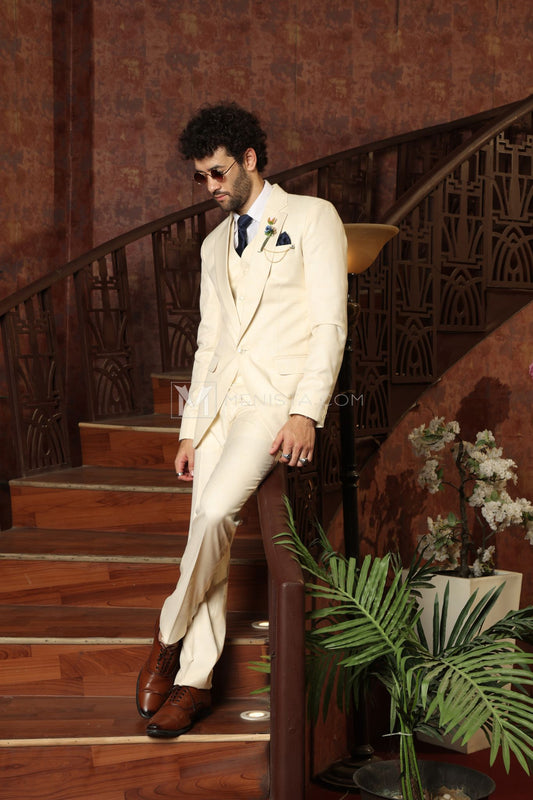 Modern Beige 3-Piece Suit by Menista – Single-Breasted, Versatile Men's Formal Suit