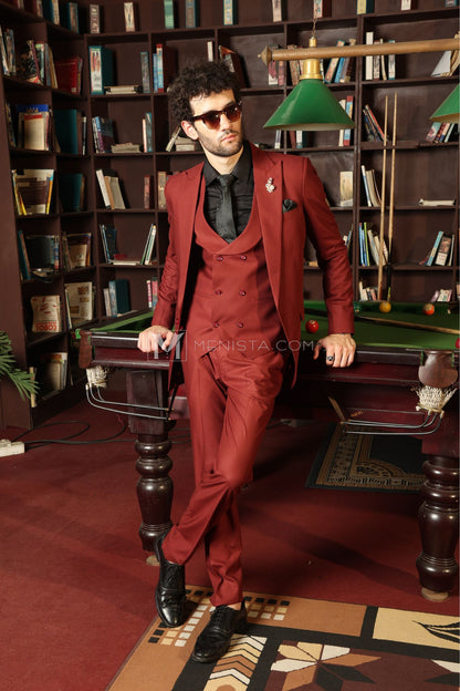 Title: Terracotta Men's 3-Piece Suit by Menista - Tailored Fit for Modern Elegance