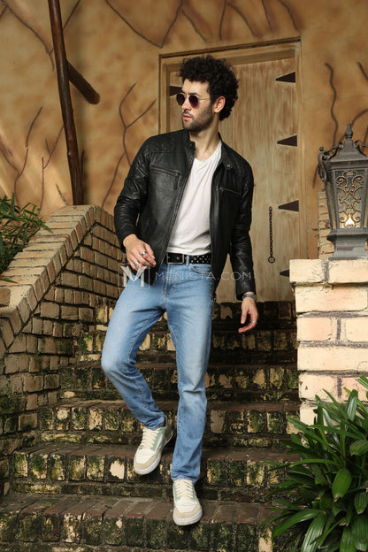 Men's Black Lambskin Leather Jacket – Stylish Biker Jacket for Casual and Urban Wear