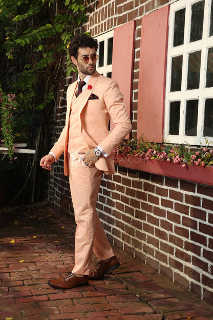 Menista Men's Peach Color Suit – Single-Breasted Wedding & Formal Wear