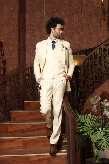 Modern Beige 3-Piece Suit by Menista – Single-Breasted, Versatile Men's Formal Suit