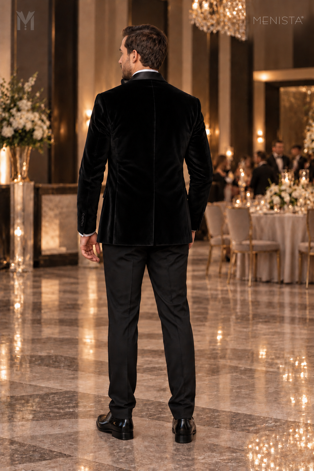Lucien Black Velvet Peak Lapel 3PC Tuxedo