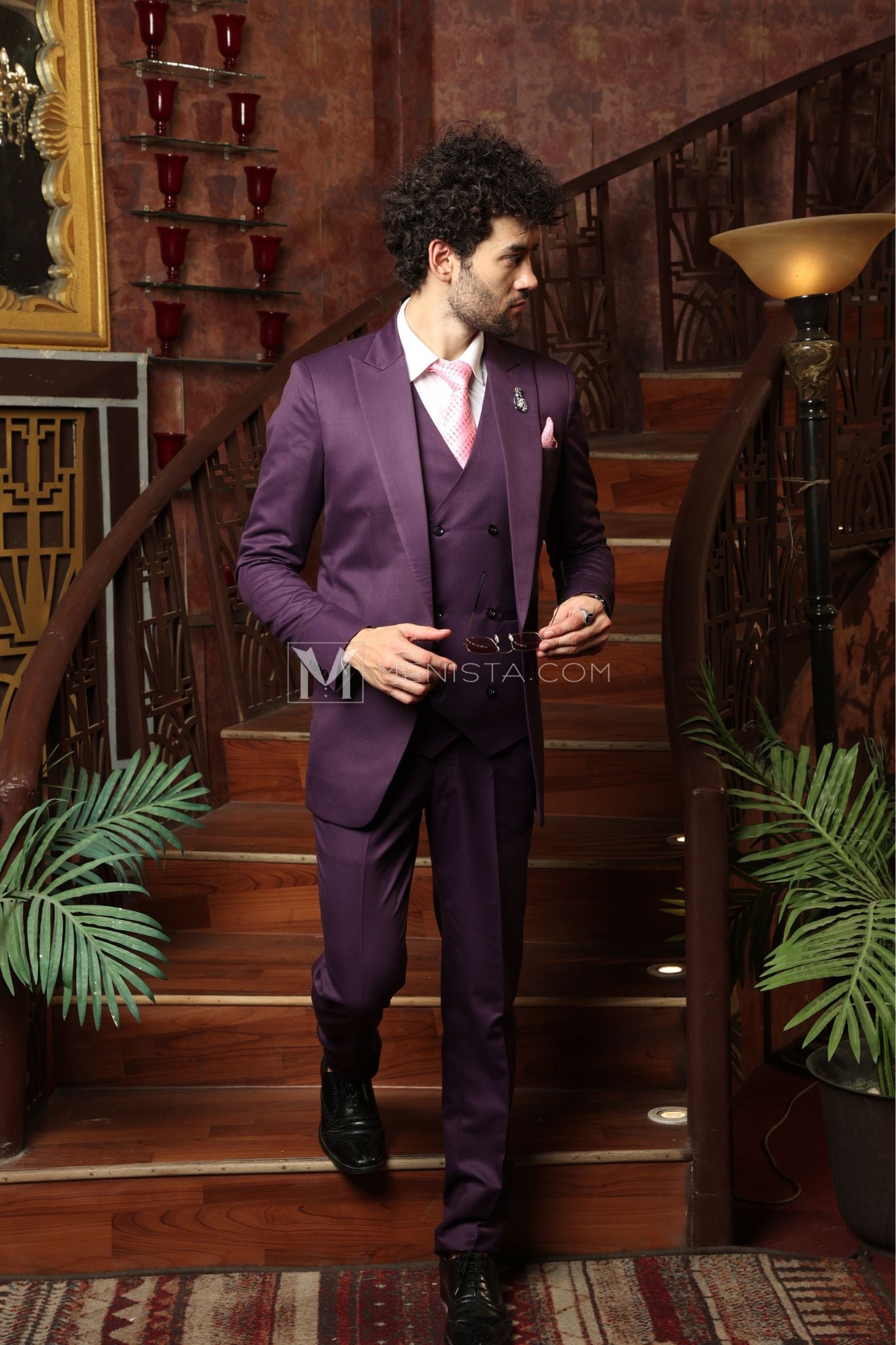 Purple Men’s 3-Piece Suit by Menista - Tailored Fit for Distinctive Style