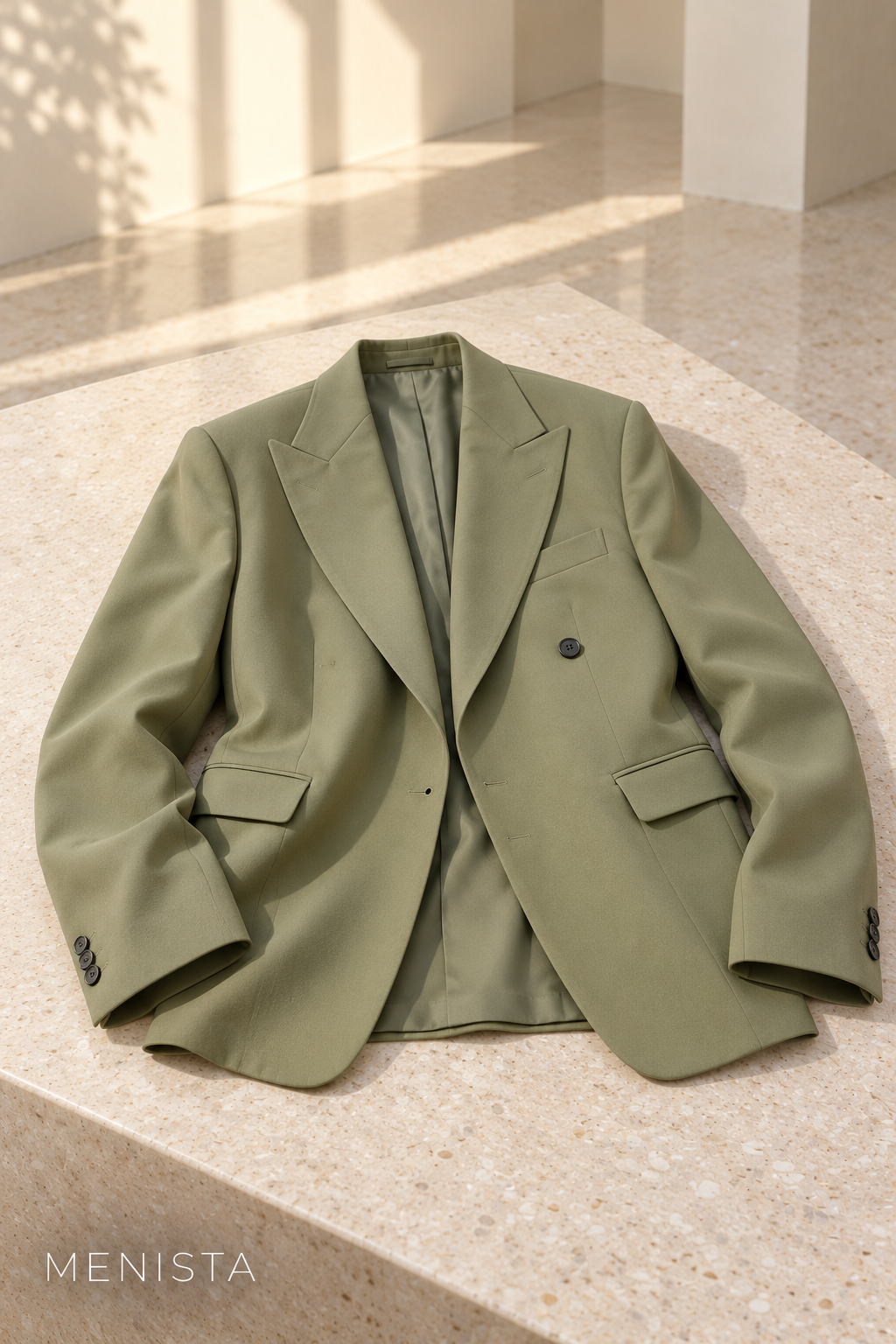 Iver Sage Green Relaxed Double-Breasted 2PC Suit - jacket-only still life