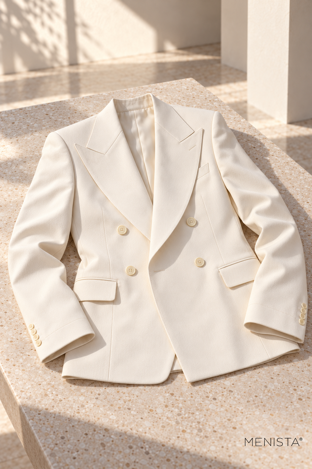 Quinlan Ivory Peak-Lapel Double-Breasted 2PC Suit - jacket-only still life