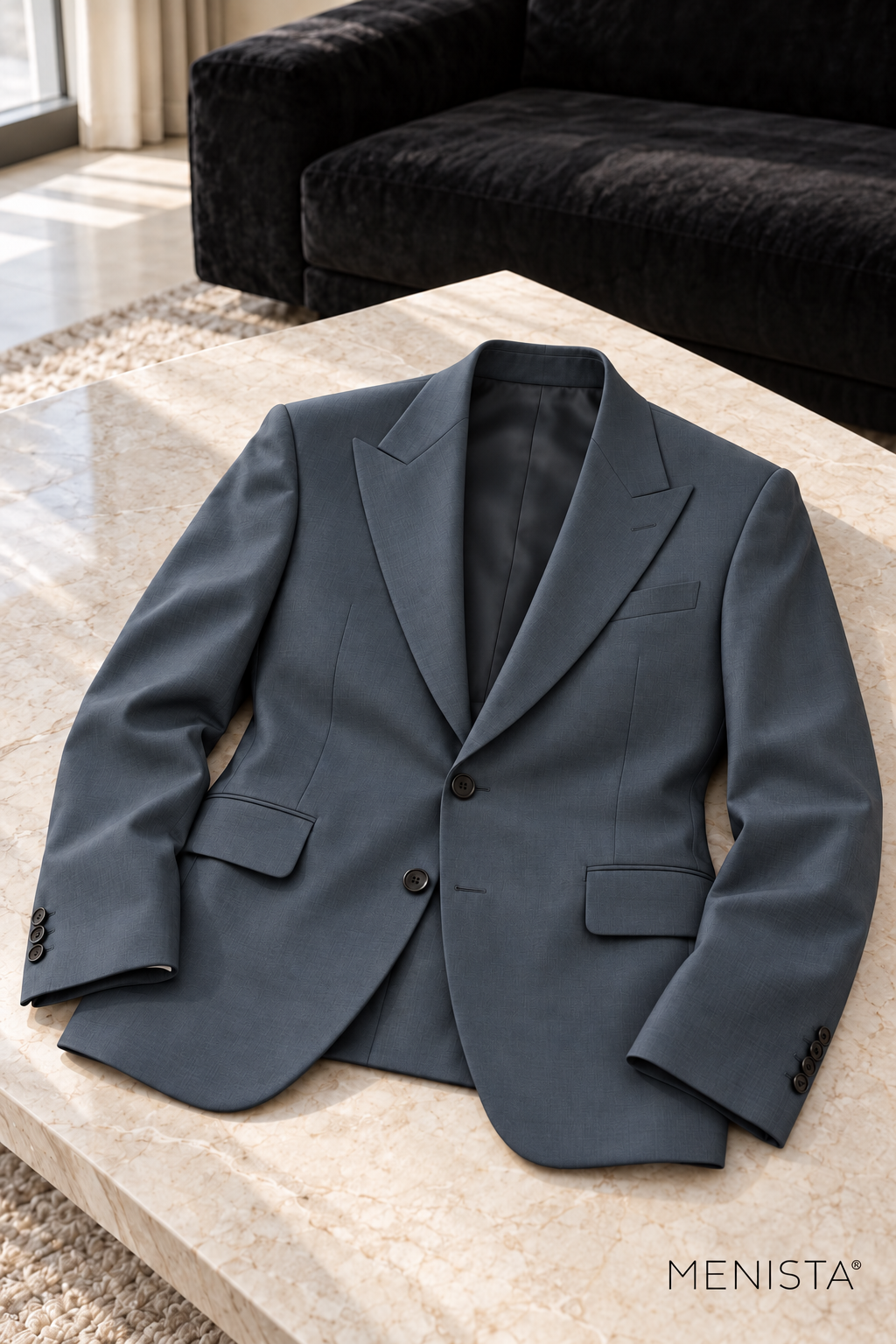 Theron Steel Grey Peak-Lapel 3PC Suit - jacket-only still life