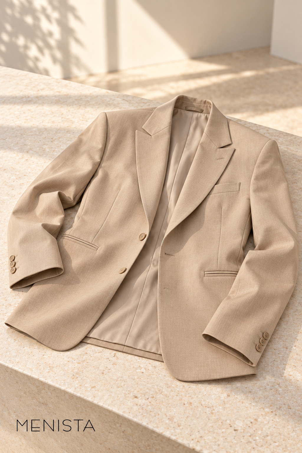 Ravello Beige Relaxed Wide-Leg 2PC Suit - jacket-only still life