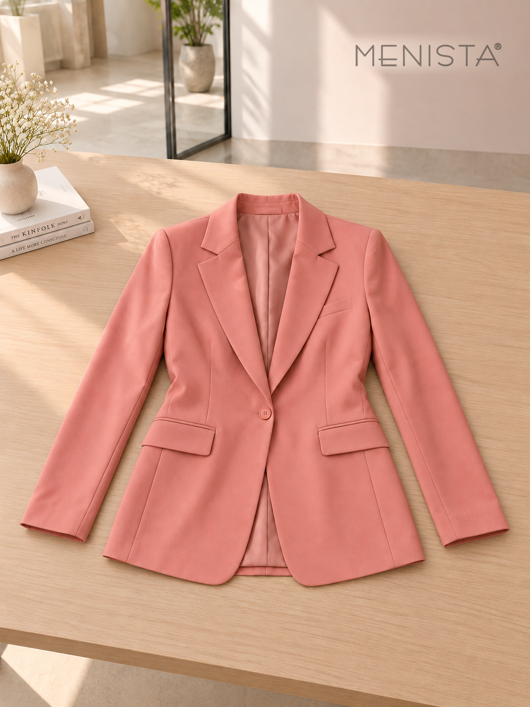 Women’s Dusty Pink Wide-Leg Two-Piece Suit
