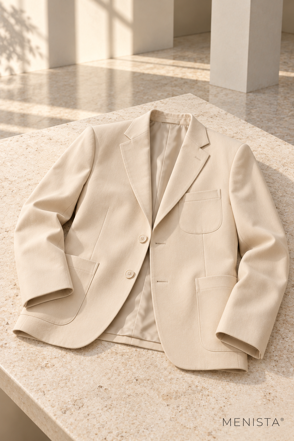 Cedran Cream Patch-Pocket Jacket and Black Trousers 2PC Suit - jacket-only still life