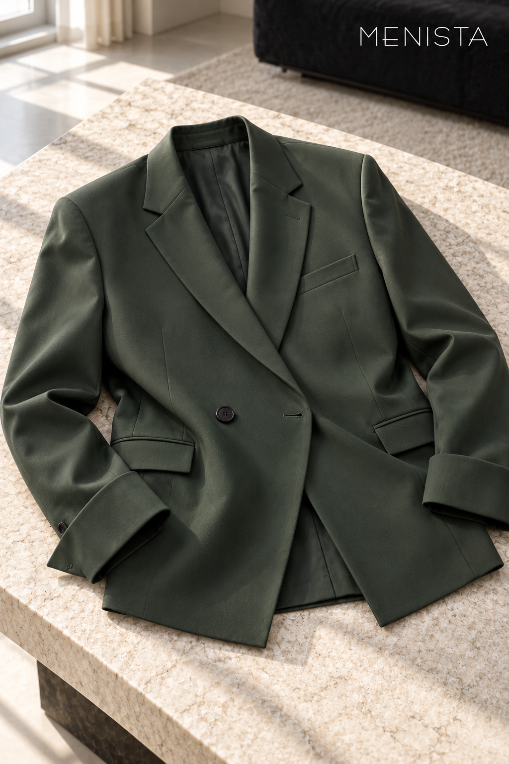 Isandro Forest Green Wrap-Front 2PC Suit - jacket-only still life