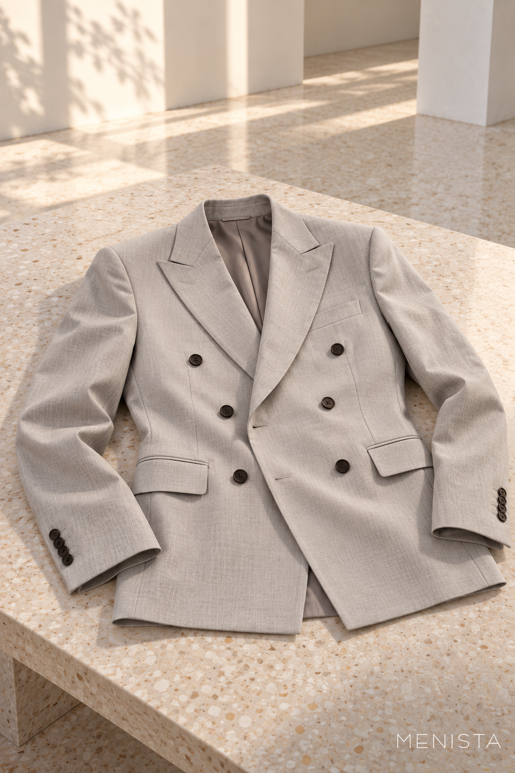Kieran Light Grey Peak-Lapel Double-Breasted 2PC Suit - jacket-only still life
