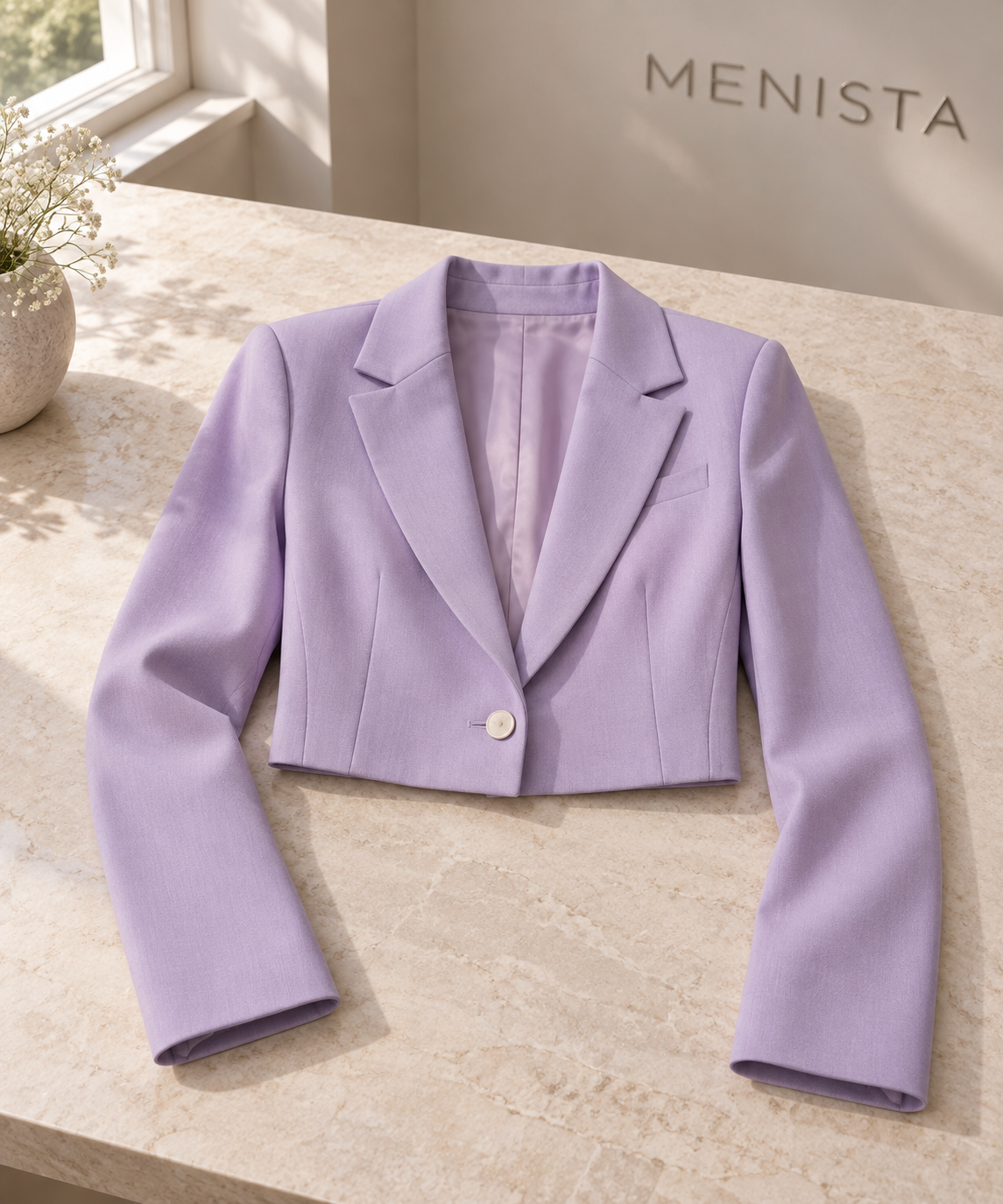 Menista Women’s Lilac Cropped-Jacket Wide-Leg Two-Piece Suit