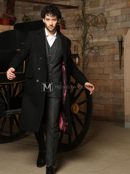 Men’s Long Coat by Menista - Tailored Fit for Sleek, Sophisticated Style