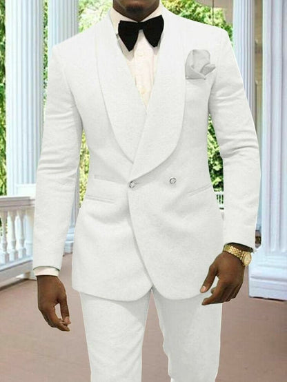 Menista Premium Slim Fit Two-Piece White Suit for Men | Ideal for Weddings, Engagements, Proms, Groom Attire, and Groomsmen Suits