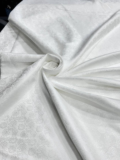 Menista Elegant White Jacquard Three-Piece Tuxedo Suit for Men