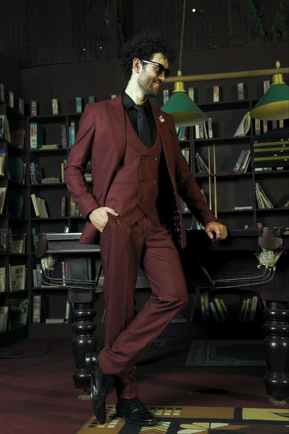 Terracotta Men's 3-Piece Suit by Menista - Tailored Fit for Modern Elegance