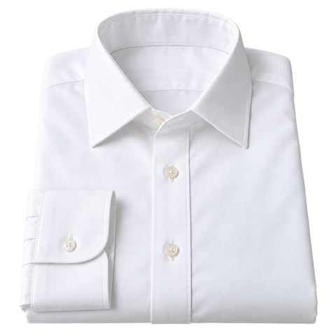 Classic white dress shirt, neatly folded with button cuffs
